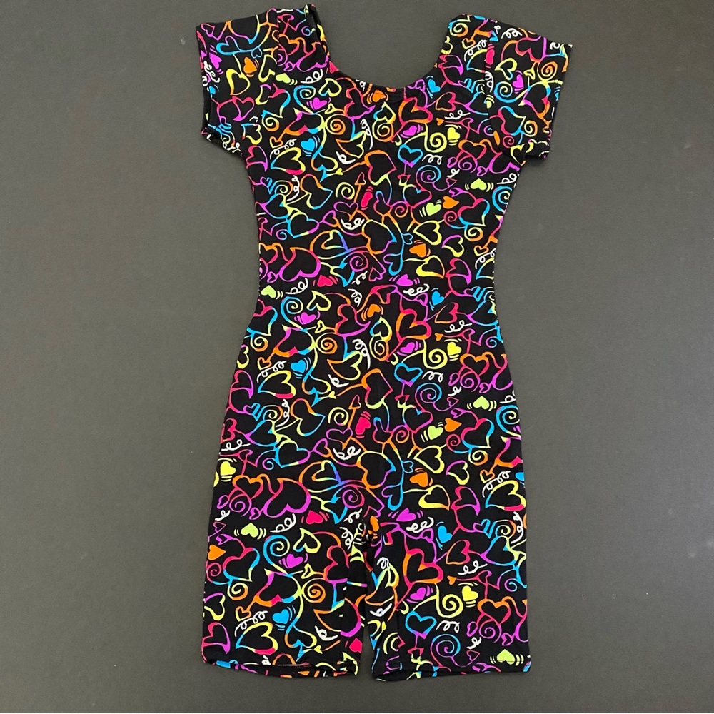 Jacques Morét Girl’s Leotard Printed Rainbow Black Print Gymnastics Dance